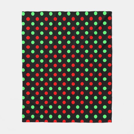 Kerstmis - Groen en Rode Stippen Patroon Fleece Deken (Voorkant)