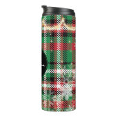 Kerstmis groen en rood geruite monogram thermosbeker (Geroteerd rechts)