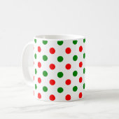 Kerstmis - Groen en Rood Polka Dots Pattern Koffiemok (Voorkant links)
