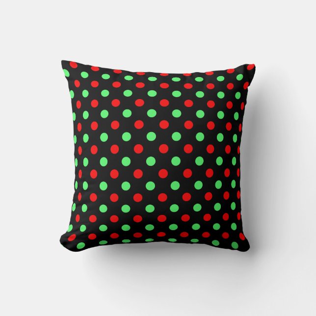 Kerstmis - Groen en Rood Stippenpatroon  Kussen (Voorkant)