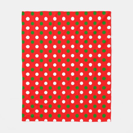 Kerstmis - Groen en Wit Stippenpatroon Fleece Deken (Voorkant)