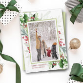 Kerstmis groen foto feestdagenkaart