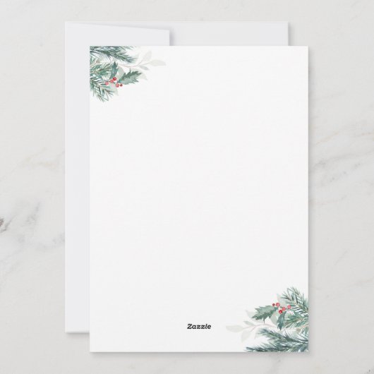 Kerstmis groen foto geboorte aankondiging (Achterkant)