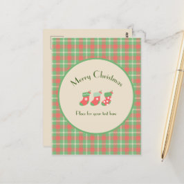 Kerstmis groen gebaseerd Plaid Briefkaart