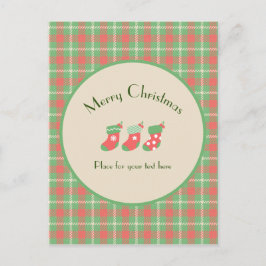 Kerstmis groen gebaseerd Plaid Briefkaart