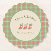 Kerstmis groen gebaseerd Plaid Kartonnen Onderzetters (Voorkant)