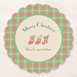 Kerstmis groen gebaseerd Plaid Kartonnen Onderzetters