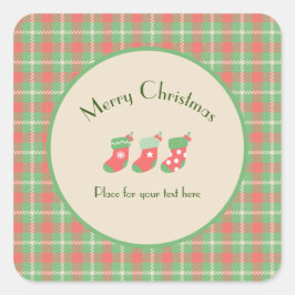 Kerstmis groen gebaseerd Plaid Vierkante Sticker