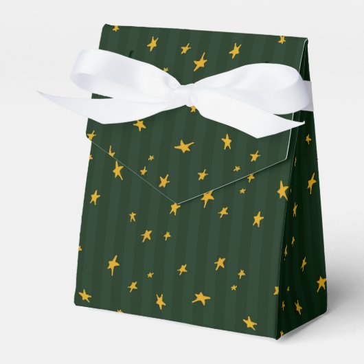 Kerstmis Groen Geel Ster Streep Bedankdoosjes (Voorkant Zijde)