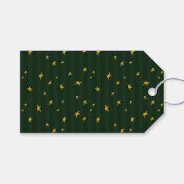 Kerstmis groen geel ster streep cadeaulabel