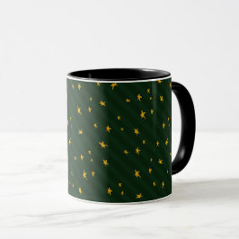 Kerstmis groen geel ster streep mok