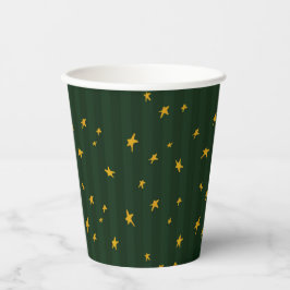 Kerstmis groen geel ster streep papieren bekers