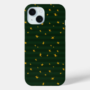 Kerstmis Groen Geel Streep Ster Kerstmis iPhone 15 Case