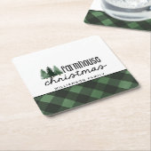 Kerstmis Groen Gezinsnaam Bever Kartonnen Onderzetters (Schuin)