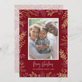 Kerstmis groen goud en rood 2 foto's feestdagenkaart (Voorkant / Achterkant)