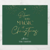 Kerstmis Groen Goud Glitter Modern Elegant Likeurfles Etiket (Enkel label)