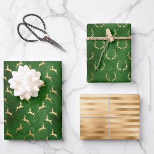 Kerstmis Groen goud Inpakpapier Vel