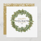 Kerstmis groen krans Elegant Modern Chic Feestdagenkaart (Voorkant / Achterkant)