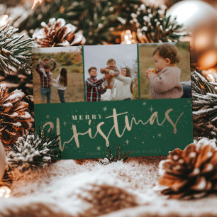 Kerstmis Groen & Nep Goud Foto Kerstmis Briefkaart