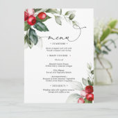 Kerstmis groen & rode bessen bruiloft Menu (Staand voorkant)