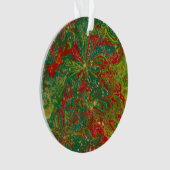 Kerstmis Groen Rood Goud abstract gemarmerd acryl  Ornament (voorkant)