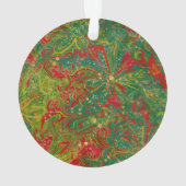 Kerstmis Groen Rood Goud abstract gemarmerd acryl  Ornament (achterkant)