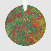 Kerstmis Groen Rood Goud abstract gemarmerd acryl  Ornament (voorkant)