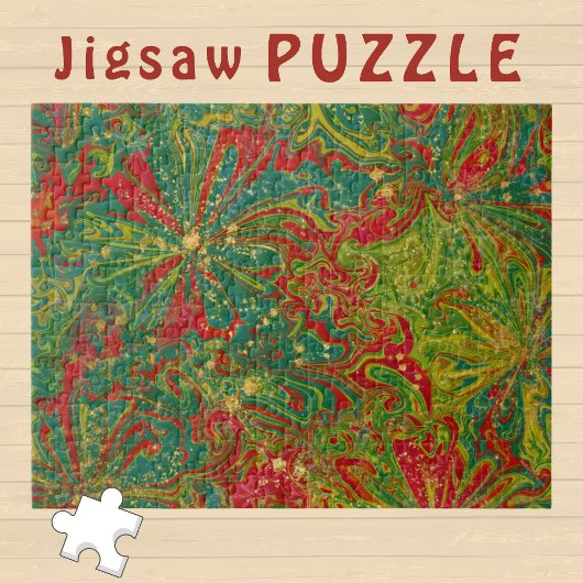 Kerstmis Groen Rood Goud abstract gemarmerd Legpuzzel