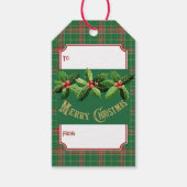 Kerstmis Groen Rood Plaid Cadeaulabel (Voorkant)