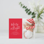 Kerstmis groen vakantie geboorte aankondiging kaar briefkaart (Staand voorkant)