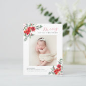 Kerstmis groen vakantie geboorte aankondiging kaar briefkaart (Staand voorkant)