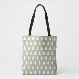 Kerstmis groen wit kerstboom patroon  tote bag