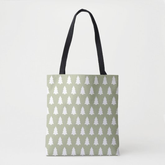 Kerstmis groen wit kerstboom patroon tote bag (Voorkant)
