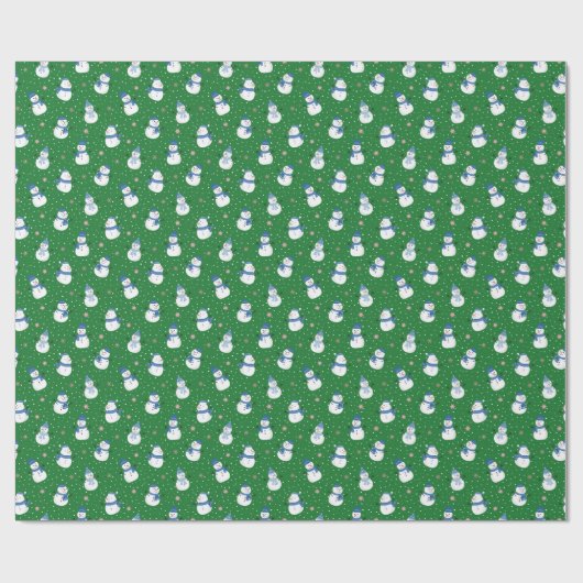 Kerstmis Groen Wrapping Papier met Sneeuwmannen (Vlak)