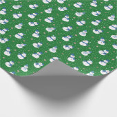 Kerstmis Groen Wrapping Papier met Sneeuwmannen (Hoek)
