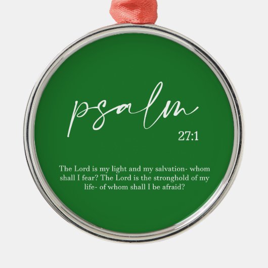 Kerstmis Groene Bijbel Verse Psalm Metalen Ornament (Voorkant)