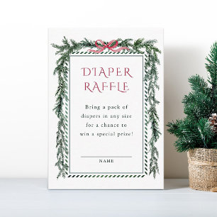 Kerstmis Groene Boog Baby Shower Luier Raffle Informatiekaartje