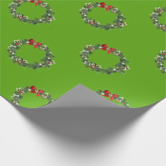 Kerstmis, groene feestdag cadeaupapier (Hoek)