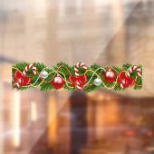 Kerstmis Groene Garland Candy Cane Window Cling Raamsticker (Vel 2)