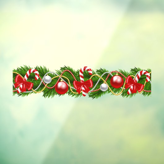 Kerstmis Groene Garland Candy Cane Window Cling Raamsticker (Vel 3)