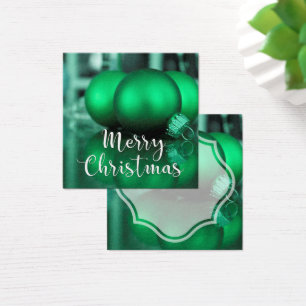 Kerstmis groene getinte ornamenten cadeaukaart vierkante visitekaartjes