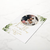 Kerstmis Groene Gouden Ring Foto Folie Feestdagenkaart (Gedraaid)