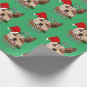 Kerstmis: groene kattenhond kersthat cadeaupapier (Hoek)
