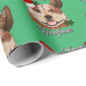 Kerstmis: groene kattenhond kersthat cadeaupapier (Rol Hoek)