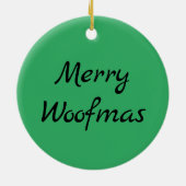 Kerstmis: groene kattenhond kersthat keramisch ornament (Achterkant)