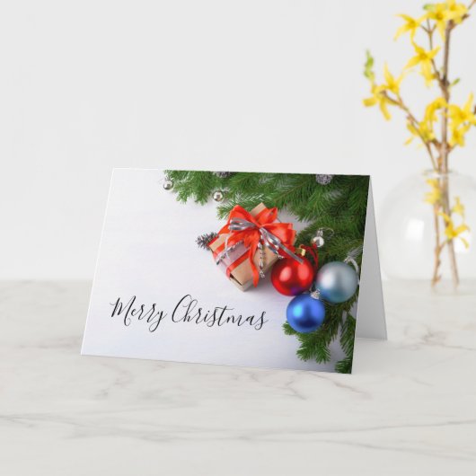 Kerstmis Groene Kerst Ornamente Geschenk Kaart (Gele Bloem)