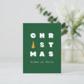Kerstmis, groene kerstkunst, feestdag briefkaart (Staand voorkant)