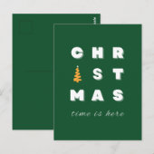 Kerstmis, groene kerstkunst, feestdag briefkaart (Voorkant / Achterkant)