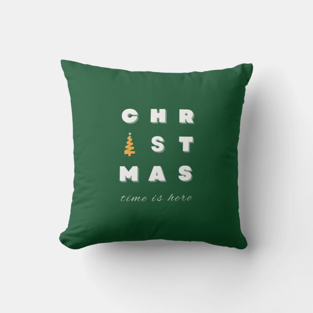 Kerstmis, groene kerstkunst, feestdag kussen (Voorkant)