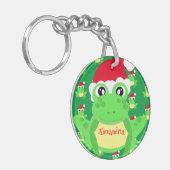 Kerstmis Groene Kikker Santa Hoed Patroon Nieuwigh Sleutelhanger (Voorkant Links)